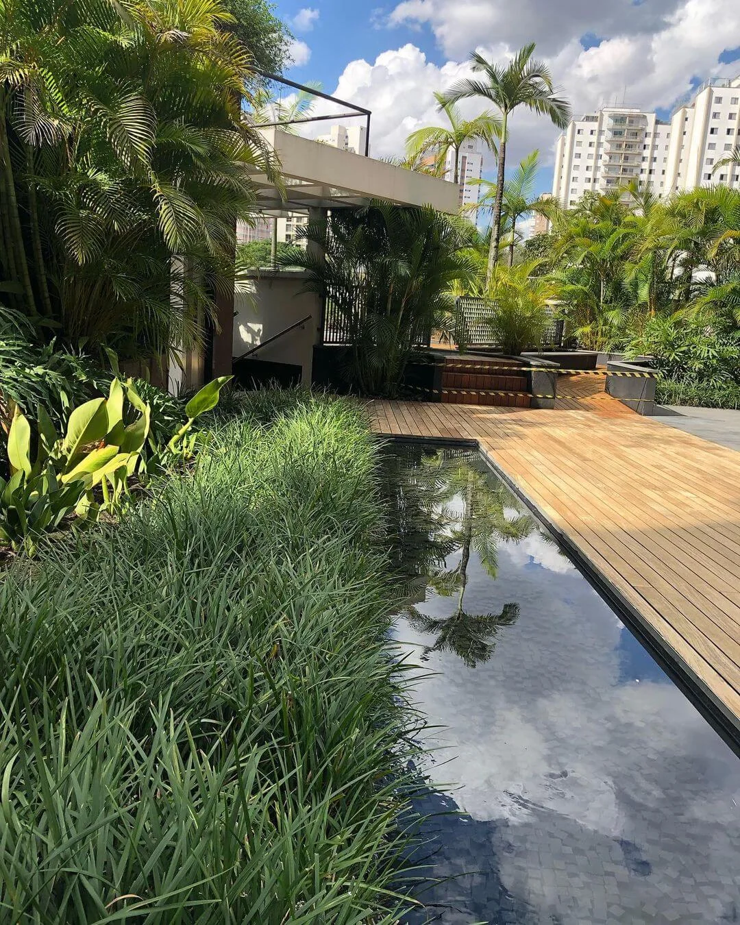Projeto de paisagismo residencial junto à piscina